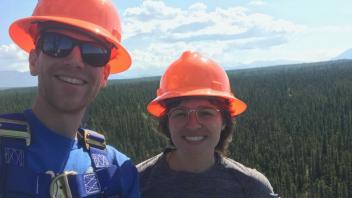 Andy and Logan on tower in AK